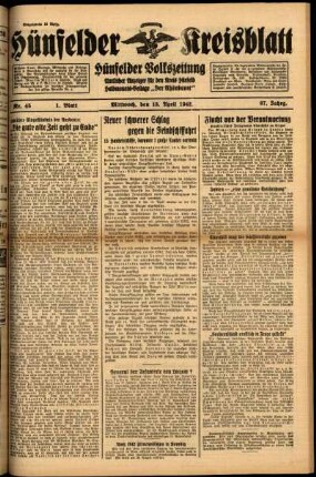 Erste Ausgabe vom Mittwoch, den 15. April 1942.