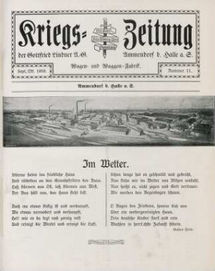 11.1916: Kriegs-Zeitung der Gottfried Lindner A.-G., Wagen und Waggon-Fabrik, Ammendorf b. Halle a. S