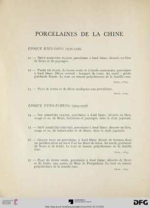 Porcelaines de la Chine (Nr. 11-17)