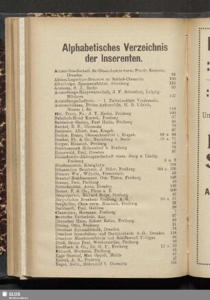 Alphabetisches Verzeichnis der Inserenten
