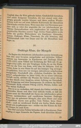 IV. Dschingis Khan, der Mongole