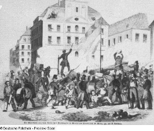 Berlin, am Köllner Rathaus, Barrikade 18.03.1848