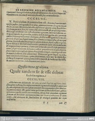 Quaestio nona & ultima. Quale tandem sit & esse debeat Ecclesiae regimen?