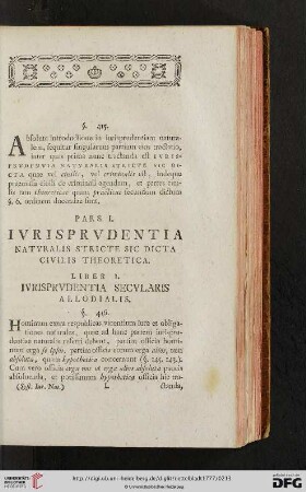 Pars I: Iurisprudentia naturalis stricte sic dicta civilis theoretica