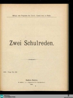 Zwei Schulreden