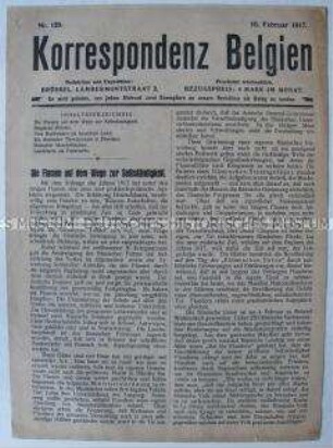 Deutsches Mitteilungsblatt für das besetzte Belgien u.a. zu den Unabhängigkeitsbestrebungen der Flamen