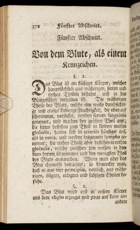 Fünfter Abschnitt. Von dem Blute, als einem Kennzeichen.