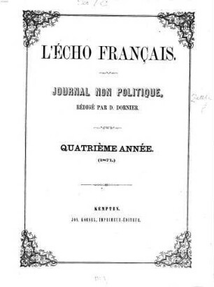 L' écho français : journal non politique, 4. 1871