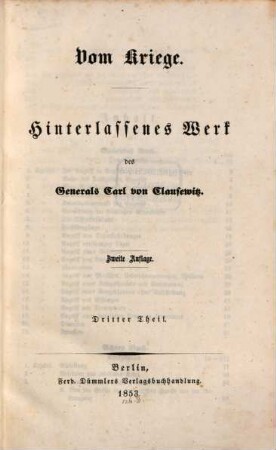 Vom Kriege : hinterlassenes Werk, 3