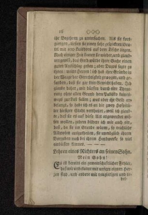 Lehren eines Richters an seinen Sohn.
