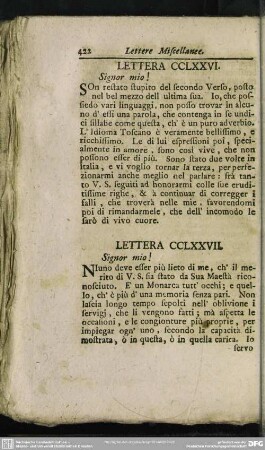 Lettera CCLXXVII. Signor mio!