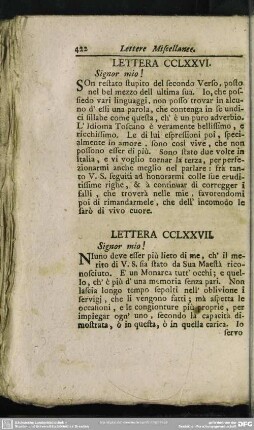 Lettera CCLXXVII. Signor mio!