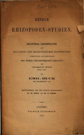 Einige Rhizopoden-Studien : Inaugural-Dissertation