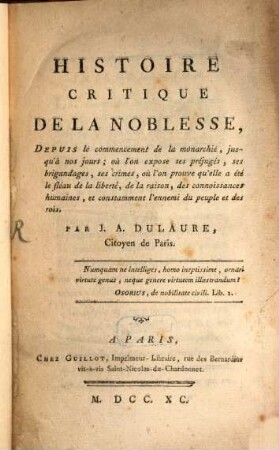 Histoire critique de la noblesse