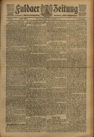 Erste Ausgabe vom Samstag, den 07. Oktober 1911.