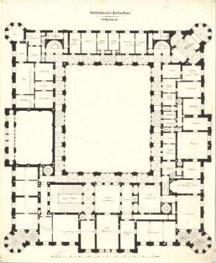 Gärtner, Friedrich von; München; Wittelsbacherpalast - Grundriss 2. OG