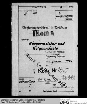 Anstellung und Dienstführung der Schulzen, Gemeindevorsteher, Bürgermeister, Beigeordneten und Schöffen im Kreis Westhavelland