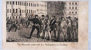 Gruppe von Personen am Altmarkt während des Maiaufstandes 1849 in Dresden