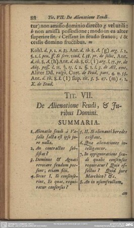 Tit. VII, De Alienatione Feudi, & Juribus Domini