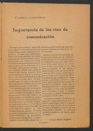 Importancia de las vías de comunicación : Comercio é Industrias