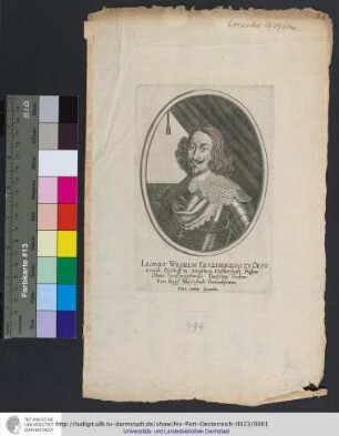 Leopolt Wilhelm Ertzherzog Zv Oestereich Bischoff zu Straßburg, Halberstadt, Passaw, Olmitz Großmayster des Teutschen Ordens, Röm. Kays. Mayestädt. Generalissimus. / Peter. Aubry. Excudit