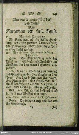 Das vierte Hauptstück des Catechismi. Vom Sacrament der Heil. Taufe