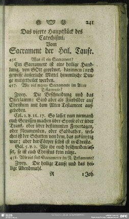 Das vierte Hauptstück des Catechismi. Vom Sacrament der Heil. Taufe