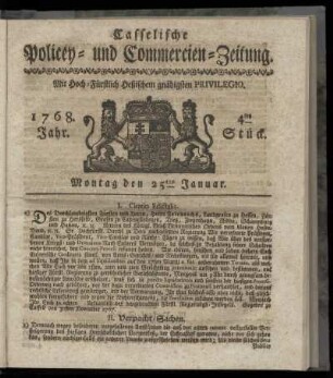 4tes Stueck, Montag den 25ten Januar. 1768