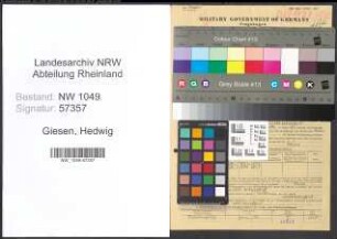 Entnazifizierung Hedwig Giesen , geb. 30.01.1895 (Krankenschwester)