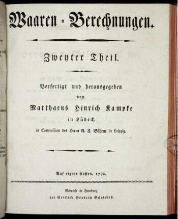 Th. 2: Waaren-Berechnungen. Zweyter Theil