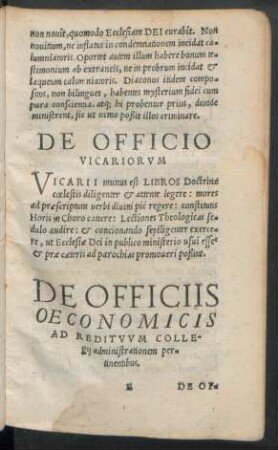 De Officiis Oeconomicis Ad Redituum Collegii administrationem pertinentibus.