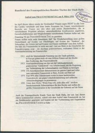UFV-Halle, Arbeitsunterlagen/thematische Materialsammlungen