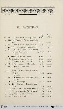 III. Nachtrag (Nr. 158-281)