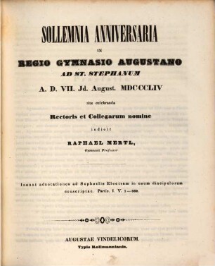 Jahresbericht über die Königliche Katholische Studien-Anstalt bei St. Stephan in Augsburg : im Studienjahre .., 1853/54
