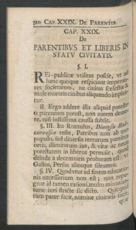 Cap. XXIX. [XXX]. De Parentibus Et Liberis In Statu Civitatis