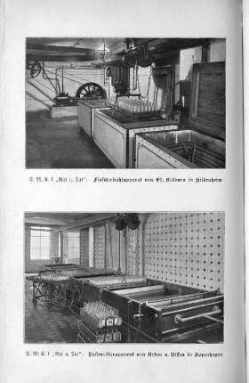 Flaschenkühlapparat von Ed. Ahlborn in Hildesheim und Pasteurisierapparat von Nyboe und Nissen in Kopenhagen
