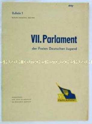 Bulletin 1 zum 7. Parlament der Freien Deutschen Jugend 1963 in Berlin