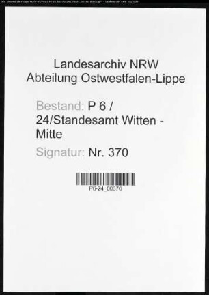 Sterberegister Standesamt Witten-Mitte