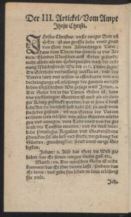 Der III. Artickel/ Vom Ampt Jhesu Christi.