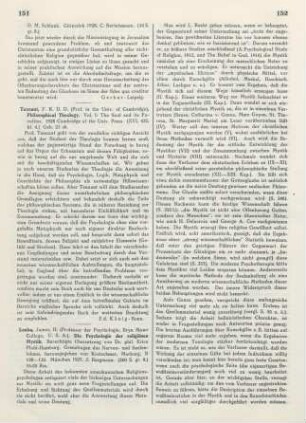 151 [Rezension] Tennant, Frederick R., Philosophical theology