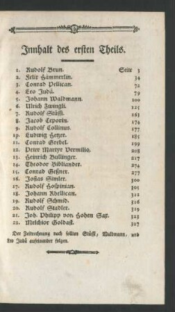 Innhalt des ersten Theils.