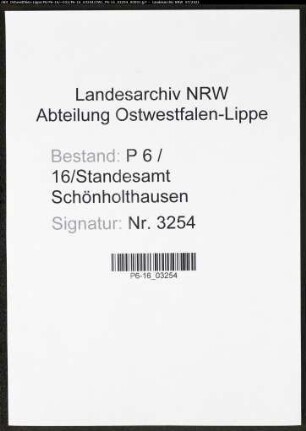 Heiratsregister Standesamt Schönholthausen