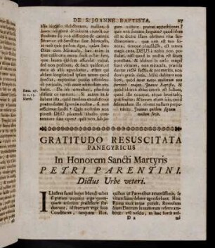 27-40, 3. Panegyricus in honorem S. Petri Parentini Martyris dictus Urbe veteri.