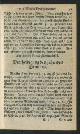 Vertheidigung des zehenden Grundes.