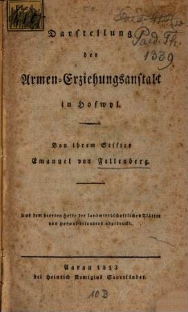 Darstellung der Armen-Erziehungs-Anstalt in Hofwyl