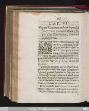 Cap. VII. Papam Romanum nullo modo potuisse praescribere praeeminentiam super alios Patriarchas, eorumque suffraganeos.