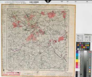Katasteramt Ahlen  Kreis Beckum, Meßtischblatt Enniger 4113, Farbige Einzeichnung mit Namensliste