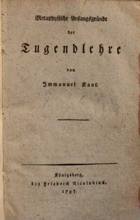 Metaphysische Anfangsgründe der Tugendlehre