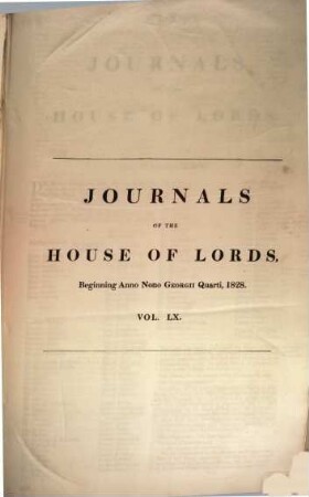 Journals of the House of Lords. 60. 1828