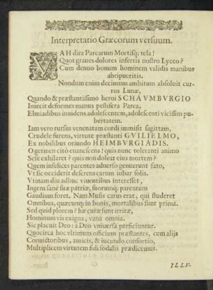 Interpretatio Graecorum versuum.